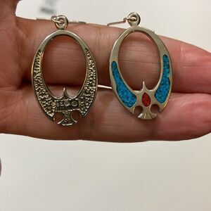 Vintage Sterling Silver Elegant 825 Silver and Blue Earrings Silver